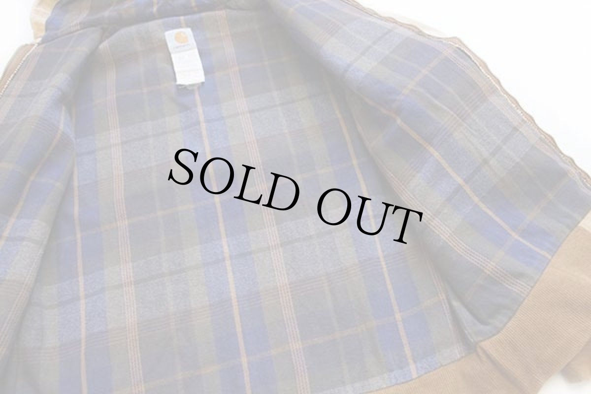 画像5: 90s USA製 carharttカーハート チェック ネルライナー ダック地 アクティブジャケット パーカー 茶 フェード M (5)