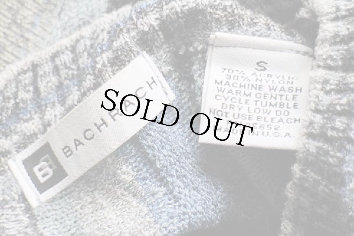 画像4: 90s USA製 BACHRACH ランダムストライプ 3D 立体編み ナイロン×アクリルニット セーター (4)