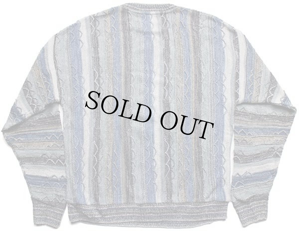 画像2: 90s USA製 BACHRACH ランダムストライプ 3D 立体編み ナイロン×アクリルニット セーター (2)