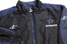 画像3: 90s LOGO ATHLETIC NFL COWBOYS 刺繍＆アップリケ キルティングライナー ナイロンジャケット 黒×紺 XL (3)