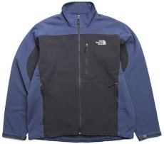 画像1: THE NORTH FACEノースフェイス ツートン 切り替え ストレッチ ソフトシェルジャケット 黒×紺 L (1)