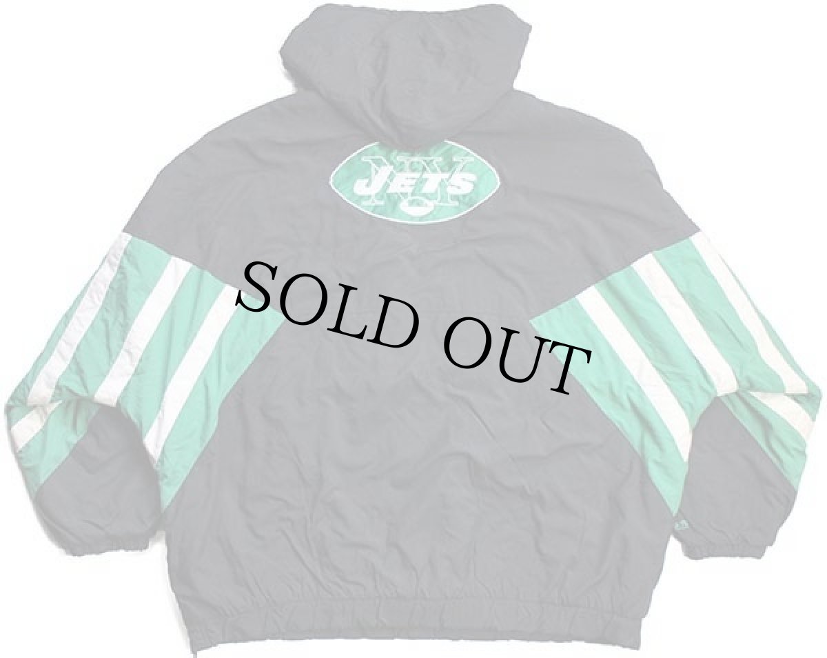 画像2: mitchell&ness NFL NY JETS アップリケ プルオーバー キルティングライナー ナイロンパーカー 黒 5XL★特大 (2)