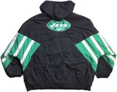 画像2: mitchell&ness NFL NY JETS アップリケ プルオーバー キルティングライナー ナイロンパーカー 黒 5XL★特大 (2)