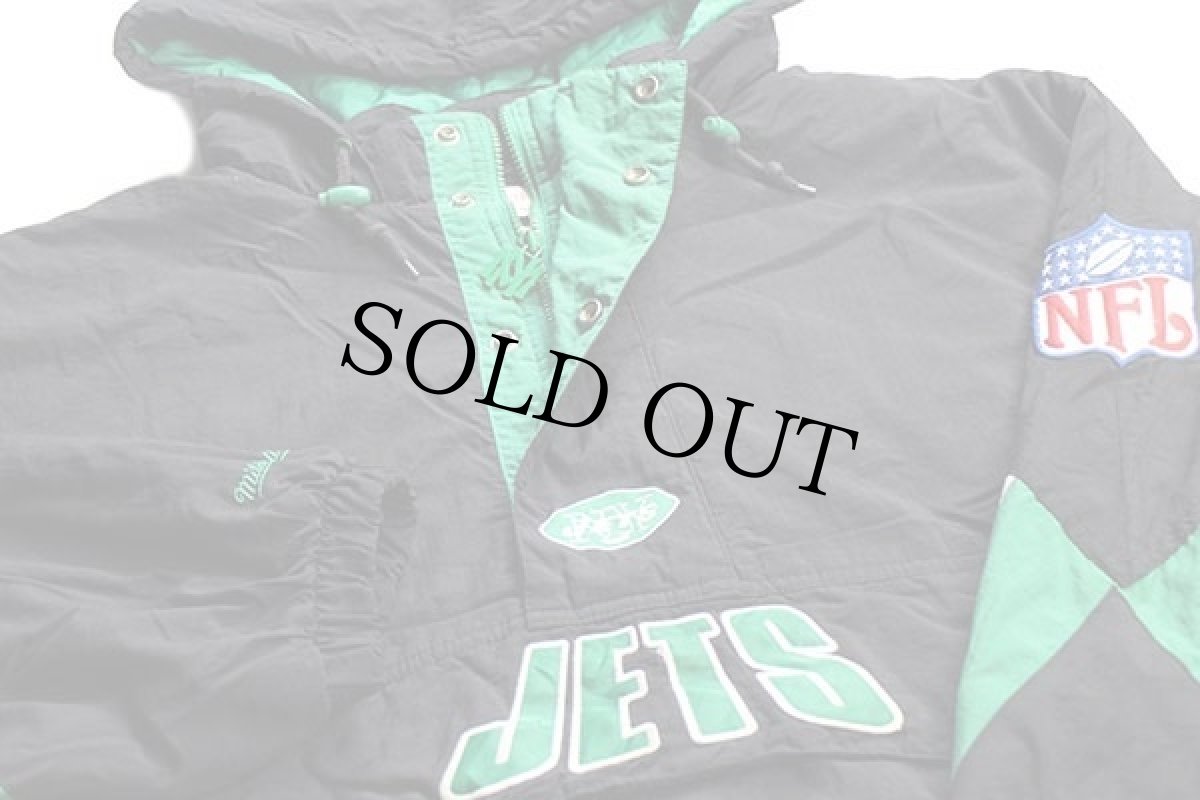 画像3: mitchell&ness NFL NY JETS アップリケ プルオーバー キルティングライナー ナイロンパーカー 黒 5XL★特大 (3)