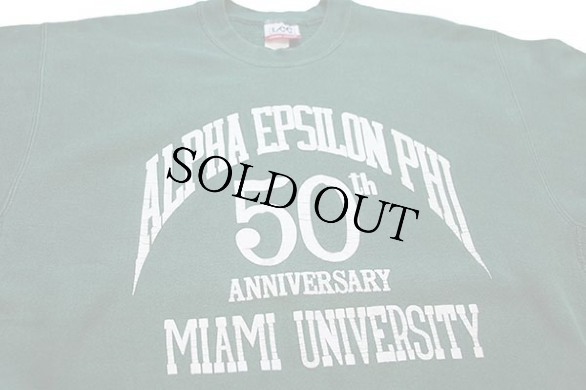 画像3: 90s USA製 Leeリー MIAMI UNIVERSITY フラタニティ 両面ひび割れプリント リバースウィーブ スウェット 緑 (3)