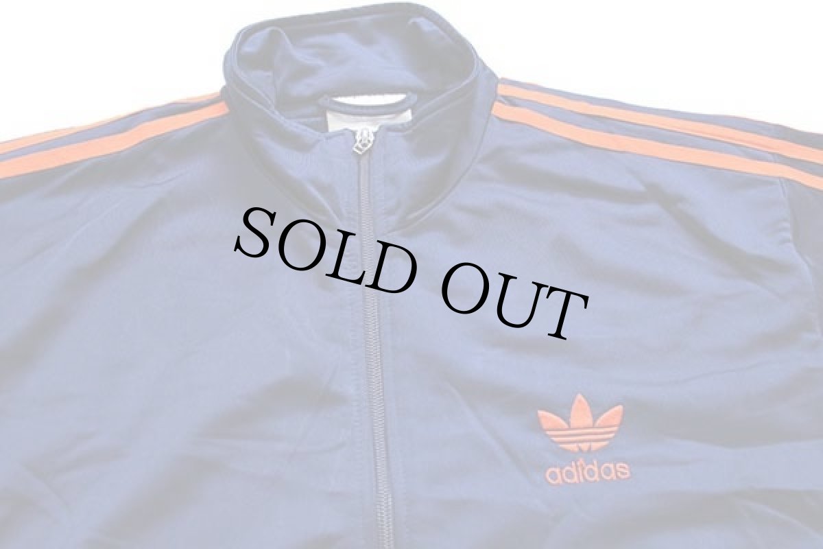 画像3: 90s adidasアディダス トレフォイル ロゴ刺繍 トラックジャケット 紺×オレンジ★ジャージ (3)