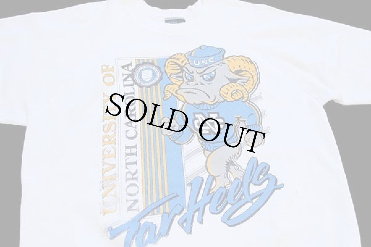 画像3: 90s USA製 NORTH CAROLINA Tar Heels マスコット スウェット 白 L (3)