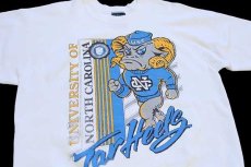 画像3: 90s USA製 NORTH CAROLINA Tar Heels マスコット スウェット 白 L (3)