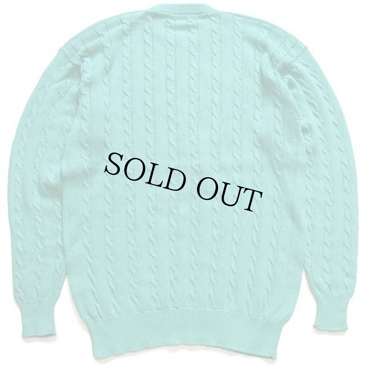 画像2: 90s BROOKS BROTHERSブルックスブラザーズ ケーブル編み コットンニット セーター エメラルドグリーン M (2)