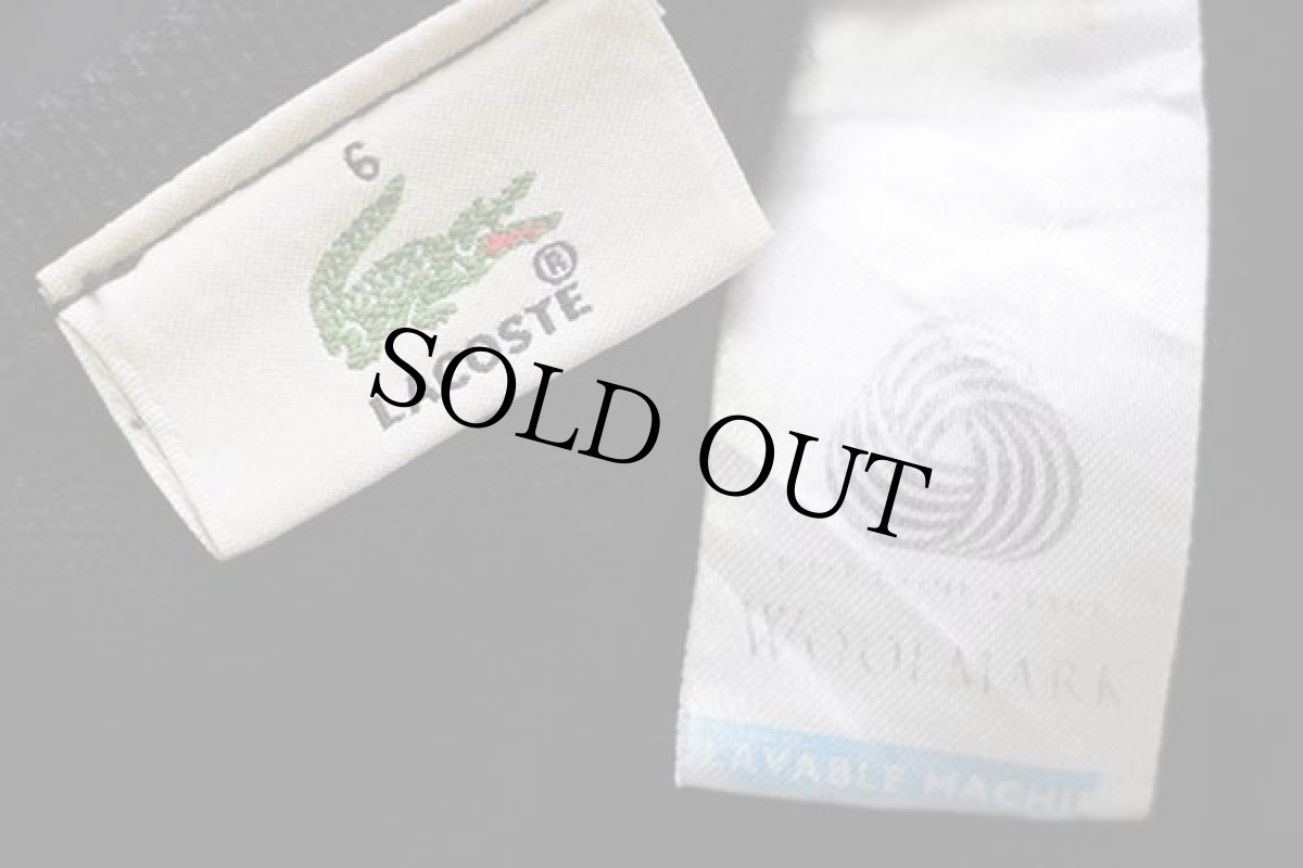 画像4: 00s LACOSTEラコステ ワンポイント ウールニット セーター 黒 6 (4)