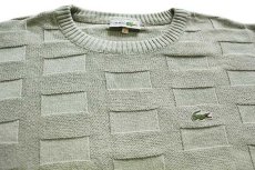 画像3: 70s フランス製 CHEMISE LACOSTE ラコステ ワンポイント 編み柄 コットンニット セーター 薄緑 4 (3)