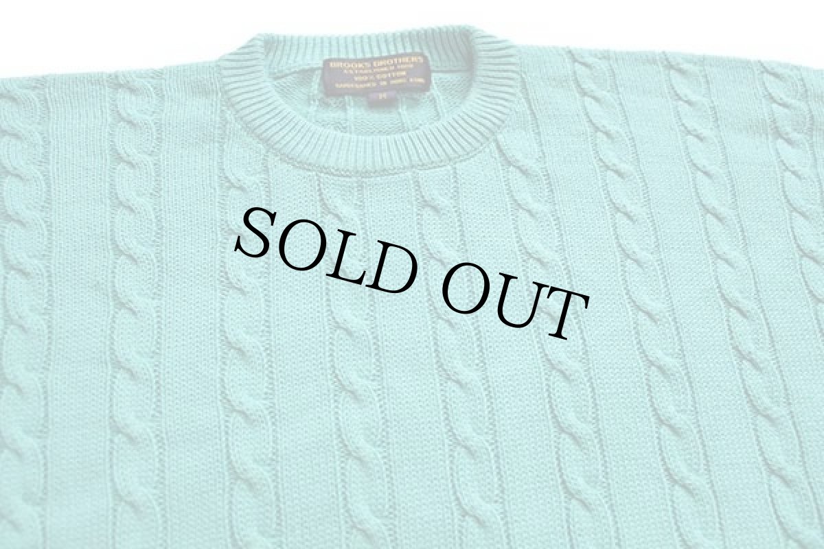 画像3: 90s BROOKS BROTHERSブルックスブラザーズ ケーブル編み コットンニット セーター エメラルドグリーン M (3)