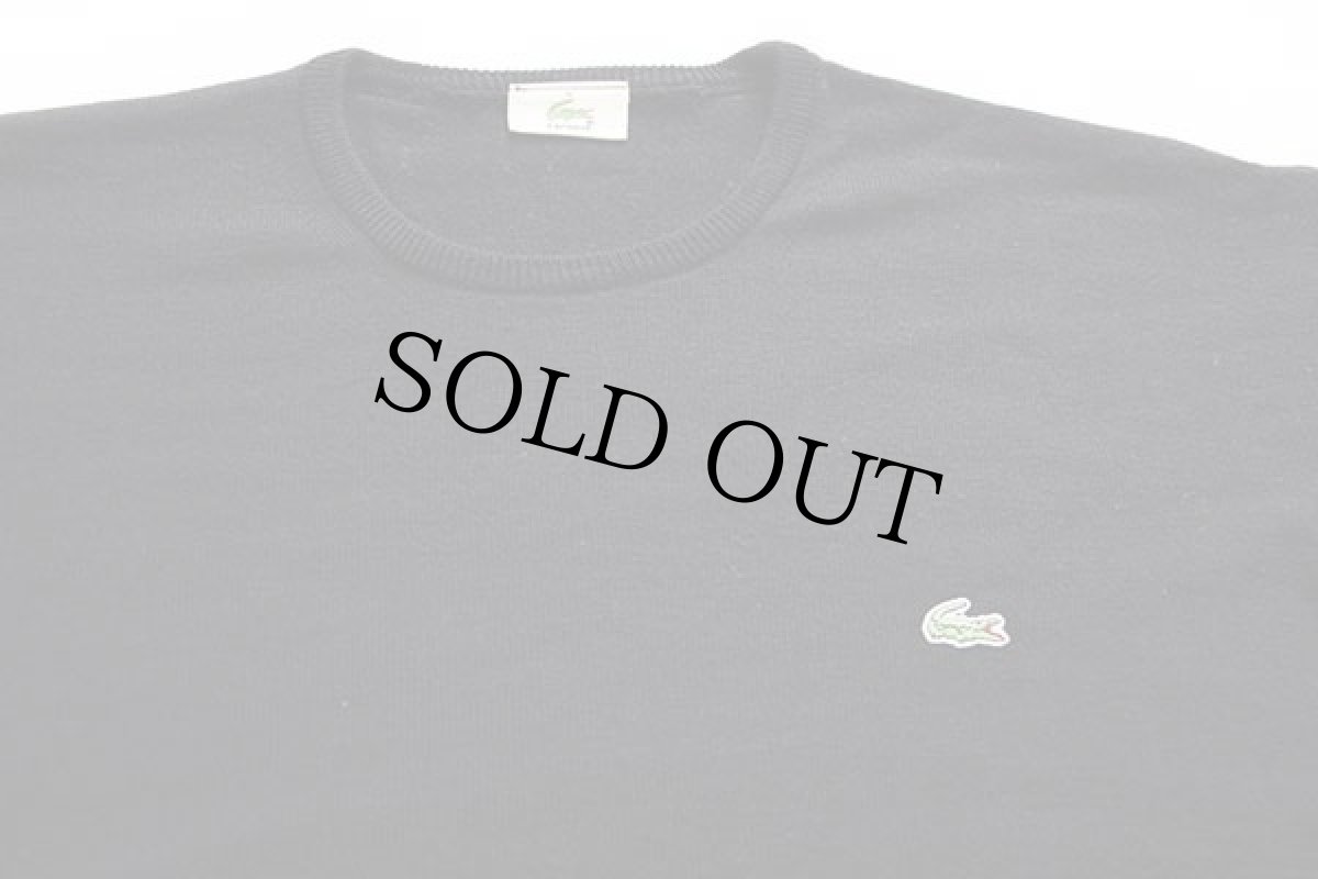 画像3: 00s LACOSTEラコステ ワンポイント ウールニット セーター 黒 6 (3)