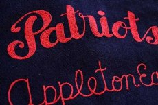 画像4: 80s USA製 Ripon Jackets Patriotsチェーン刺繍 キルティングライナー メルトン ウール スタジャン 濃紺 40 (4)