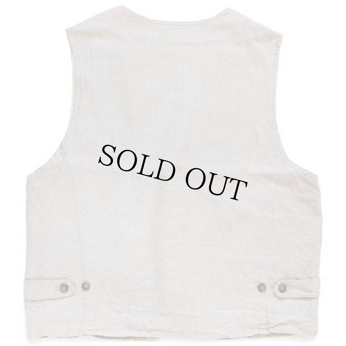 画像2: 90s JAMES DILLON リネンベスト グレーベージュ S★ジレ (2)