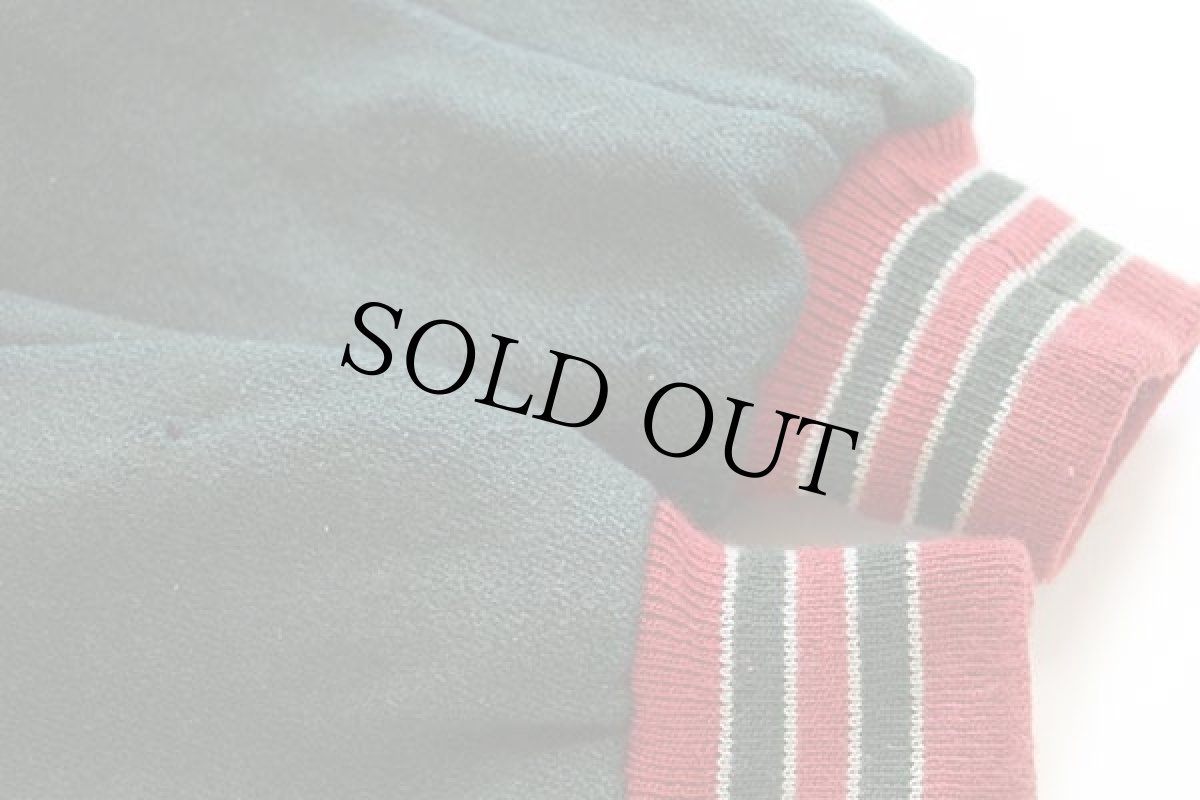 画像7: 90s DeLONGデロング パッチ付き セーラーカラー メルトン ウール スタジャン 深緑×赤 L (7)