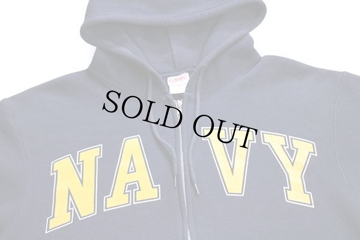 画像3: NAVY スウェット ジップパーカー 紺 XL (3)