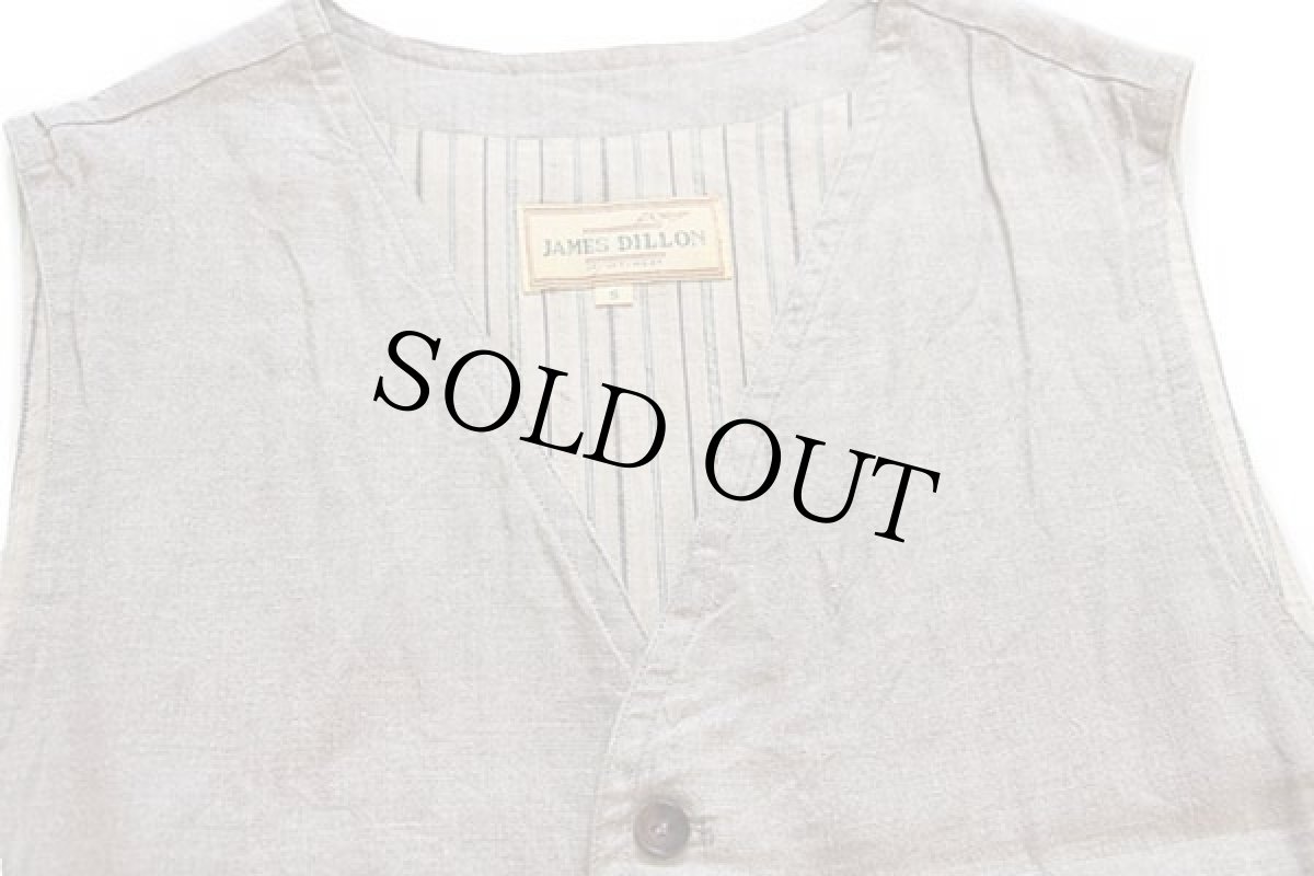 画像3: 90s JAMES DILLON リネンベスト グレーベージュ S★ジレ (3)