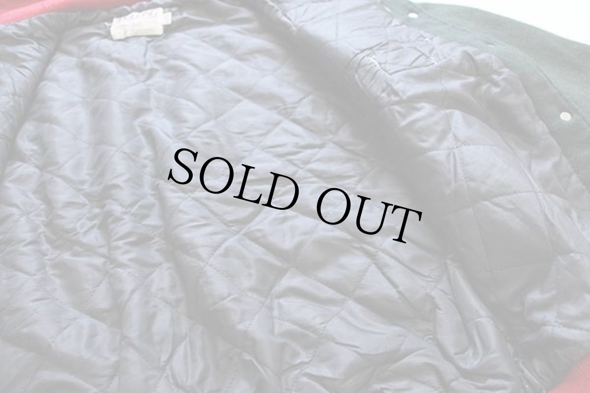 画像6: 90s DeLONGデロング パッチ付き セーラーカラー メルトン ウール スタジャン 深緑×赤 L (6)