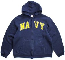 画像1: NAVY スウェット ジップパーカー 紺 XL (1)