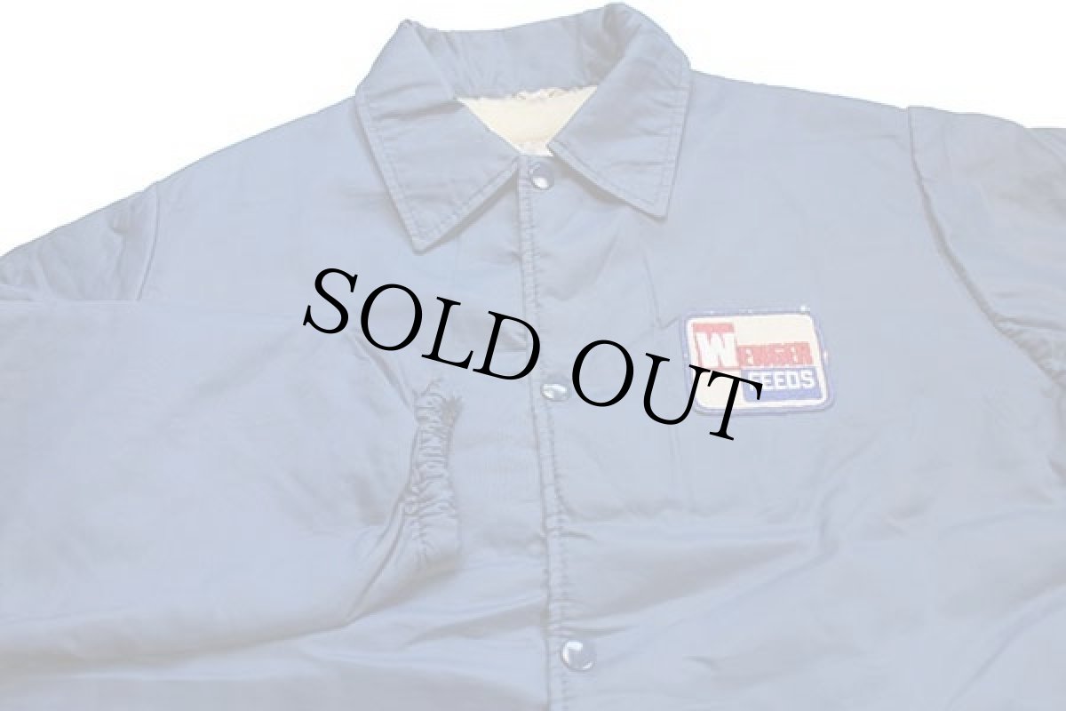 画像3: 70s USA製 DEERFOOT WENGER FEEDS パッチ付き ボアライナー ナイロン コーチジャケット 薄紺 (3)