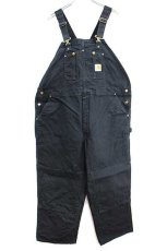 画像2: メキシコ製 carharttカーハート ダック地 ダブルニー オーバーオール 黒 w48 L28★特大 (2)