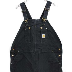 画像1: メキシコ製 carharttカーハート ダック地 ダブルニー オーバーオール 黒 w48 L28★特大 (1)