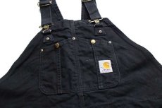 画像4: メキシコ製 carharttカーハート ダック地 ダブルニー オーバーオール 黒 w48 L28★特大 (4)