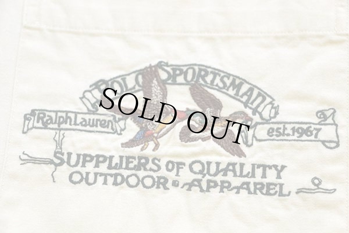 画像4: 90s ポロ ラルフローレン POLO SPORTSMAN刺繍 ポケット付き オックスフォード コットンシャツ 薄黄 (4)