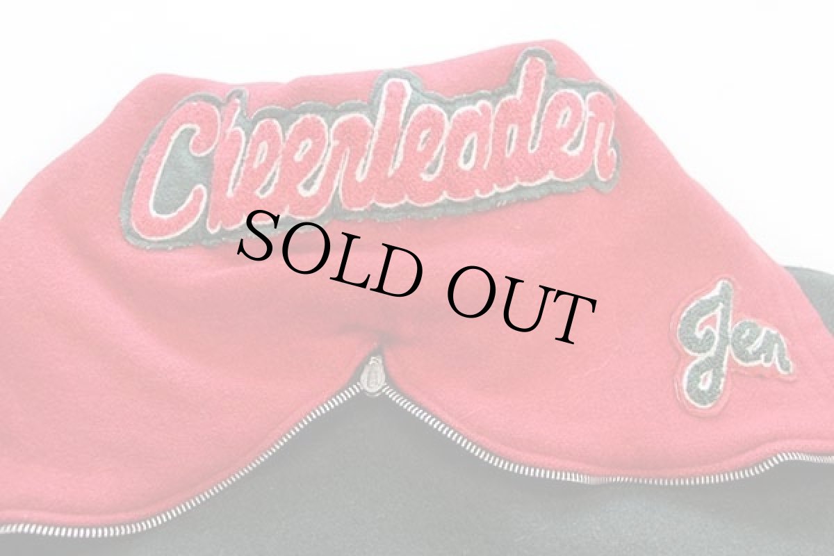 画像4: 90s DeLONGデロング パッチ付き セーラーカラー メルトン ウール スタジャン 深緑×赤 L (4)