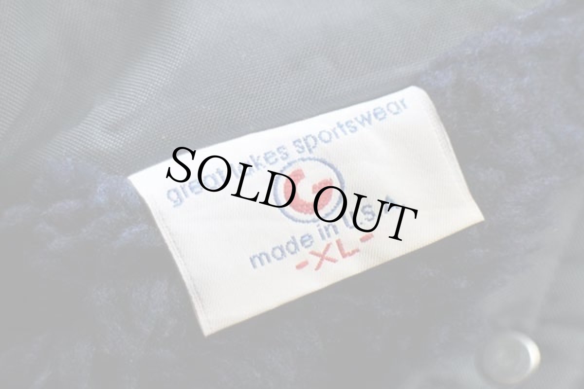 画像5: 80s USA製 AMERICAN VETERANS AUXILIARY チェーン刺繍&パッチ付き ボアライナー ナイロン コーチジャケット 紺 XL (5)