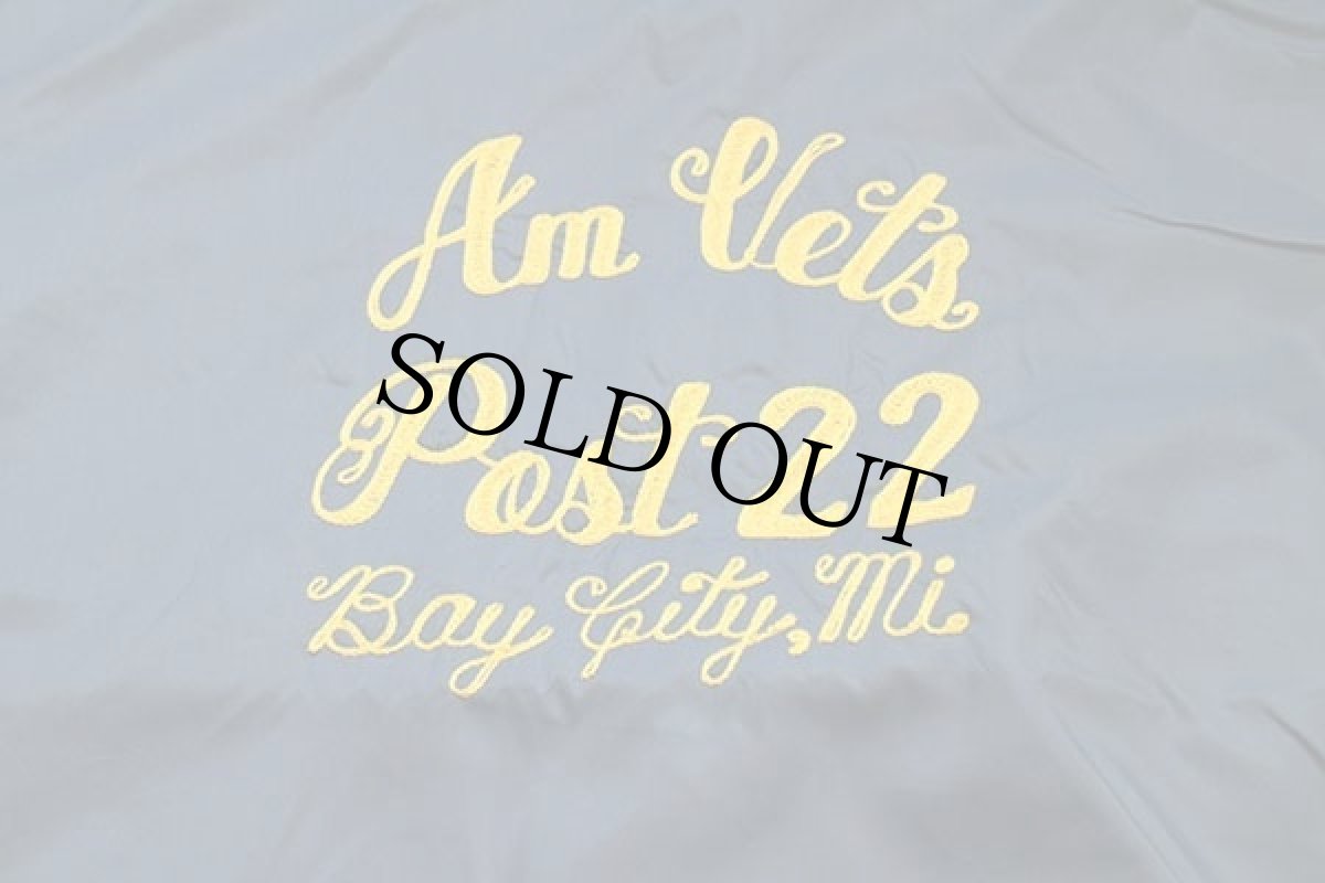 画像4: 80s USA製 AMERICAN VETERANS AUXILIARY チェーン刺繍&パッチ付き ボアライナー ナイロン コーチジャケット 紺 XL (4)