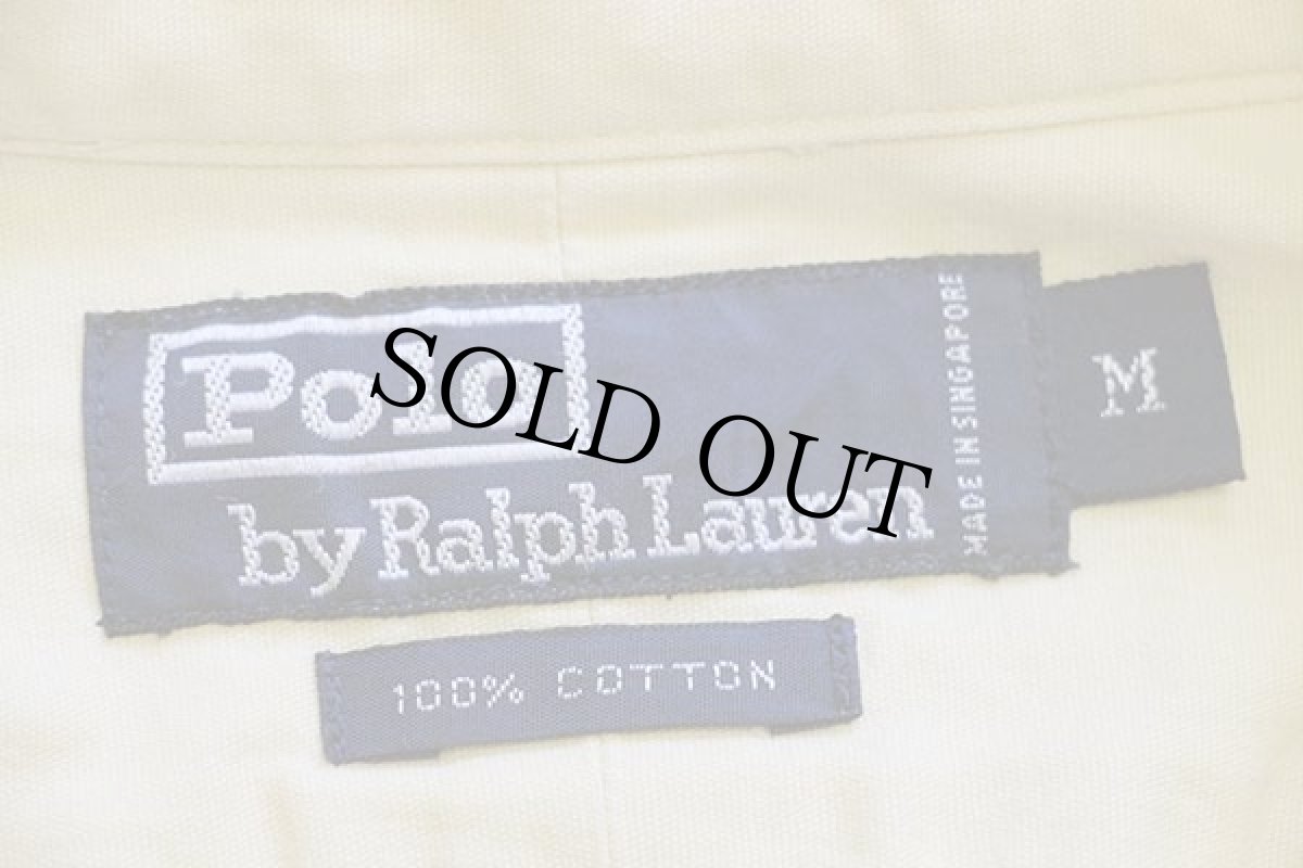 画像5: 90s ポロ ラルフローレン POLO SPORTSMAN刺繍 ポケット付き オックスフォード コットンシャツ 薄黄 (5)