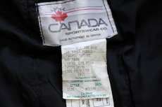 画像4: 90s カナダ製 ED BUD'S SALES LTD刺繍 スタンドカラー メルトン ウール 袖革スタジャン 黒×黒 M (4)