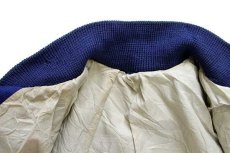 画像5: 70s LASLEY KNITTING メルトン ウール 袖革スタジャン 青×アイボリー 44 (5)