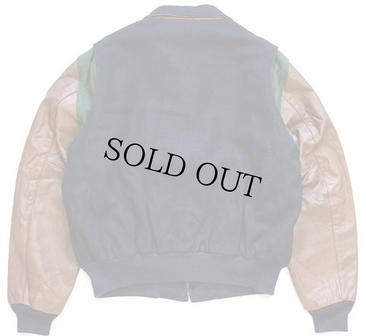 画像2: USA製 Reed Liebovich bros刺繍 マルチカラー 切り替え メルトン ウール 袖革スタジャン 濃紺×緑×焦げ茶 (2)