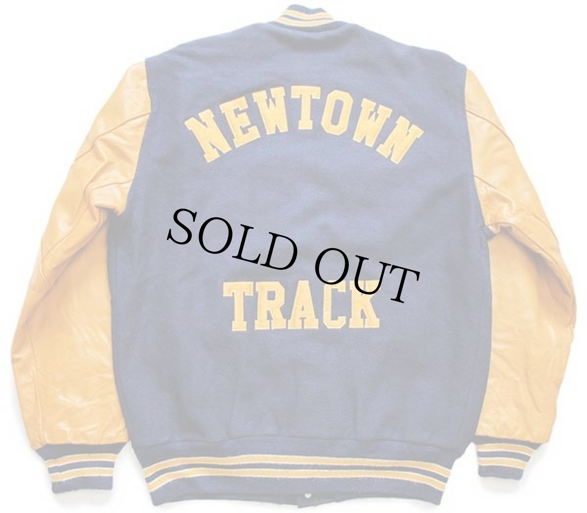 画像2: 90s USA製 DeLONGデロング 刺繍&パッチ付き キルティングライナー メルトン ウール 袖革スタジャン 紺×マスタード XL-L (2)