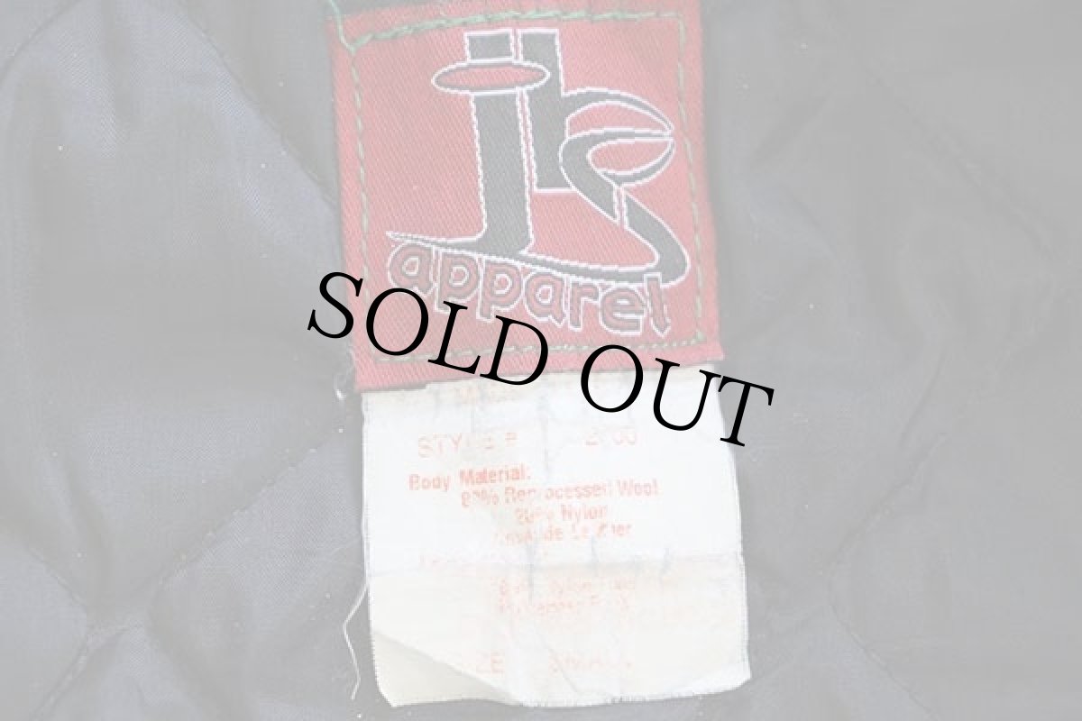 画像4: 00s USA製 JKS apparel パッチ&刺繍&メダル付き キルティングライナー メルトン ウール 袖革スタジャン 緑×緑 S (4)