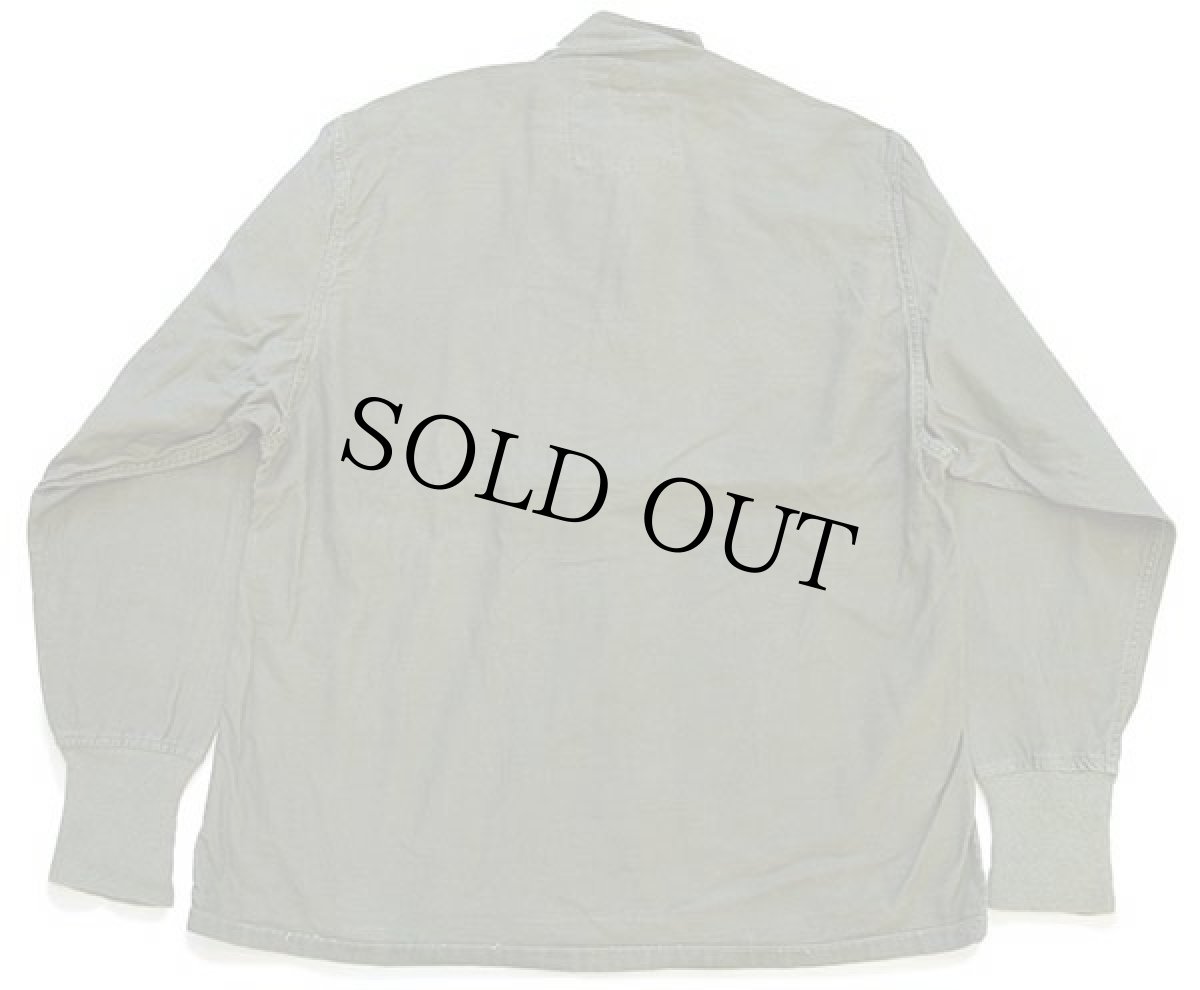 画像2: 70s 米軍 U.S.ARMY スタンドカラー コットンサテン ケミカルプロテクティブ ライナーシャツ オリーブグリーン M★23 (2)