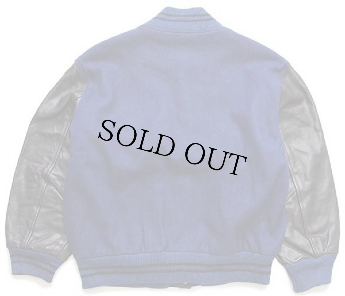 画像2: 90s USA製 Mac Murray 刺繍入り キルティングライナー メルトン ウール 袖革スタジャン 紺×黒 L (2)