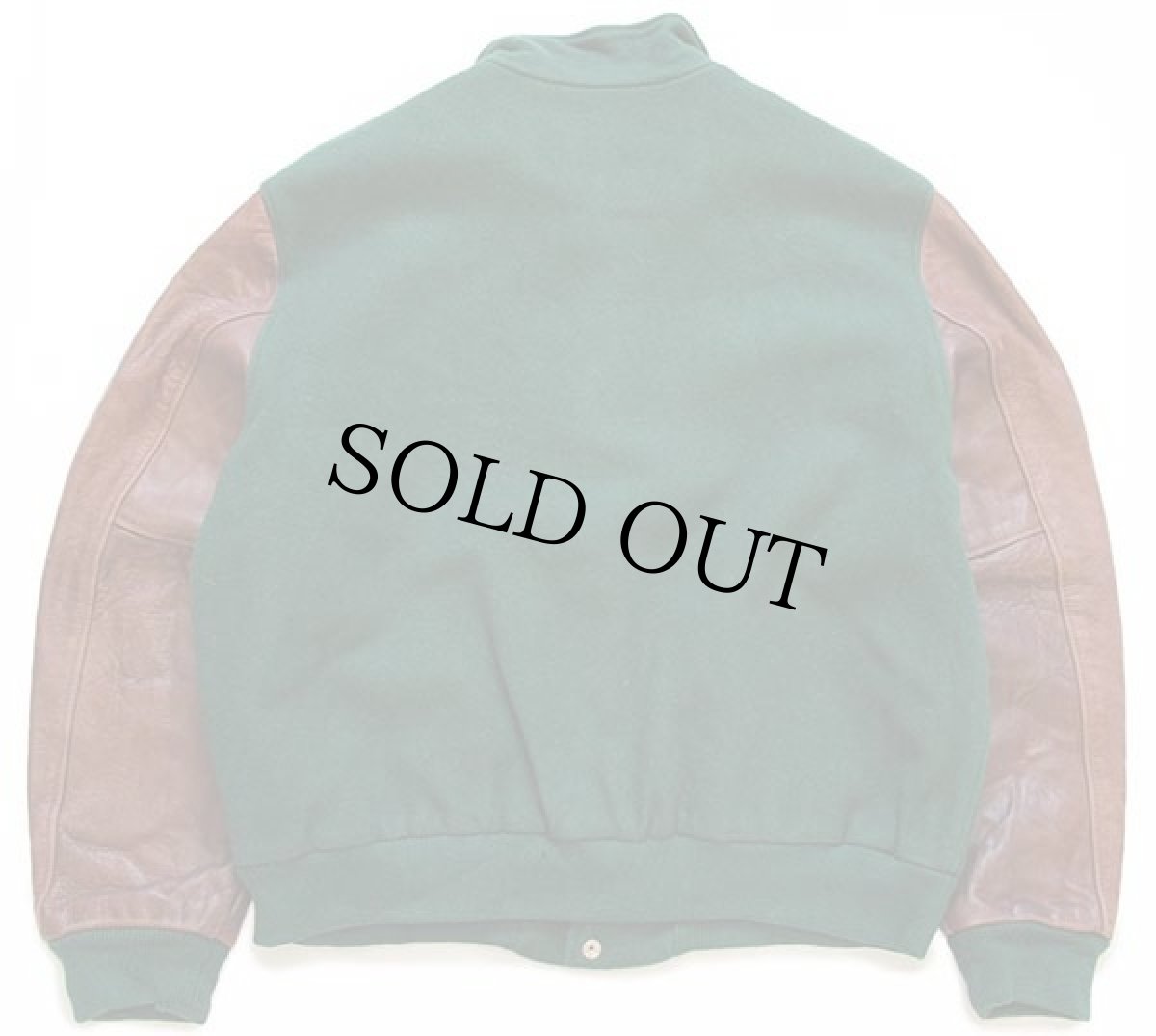 画像2: Dehen WRG DESIGN INC刺繍 メルトン ウール 袖革スタジャン 緑×焦げ茶 (2)