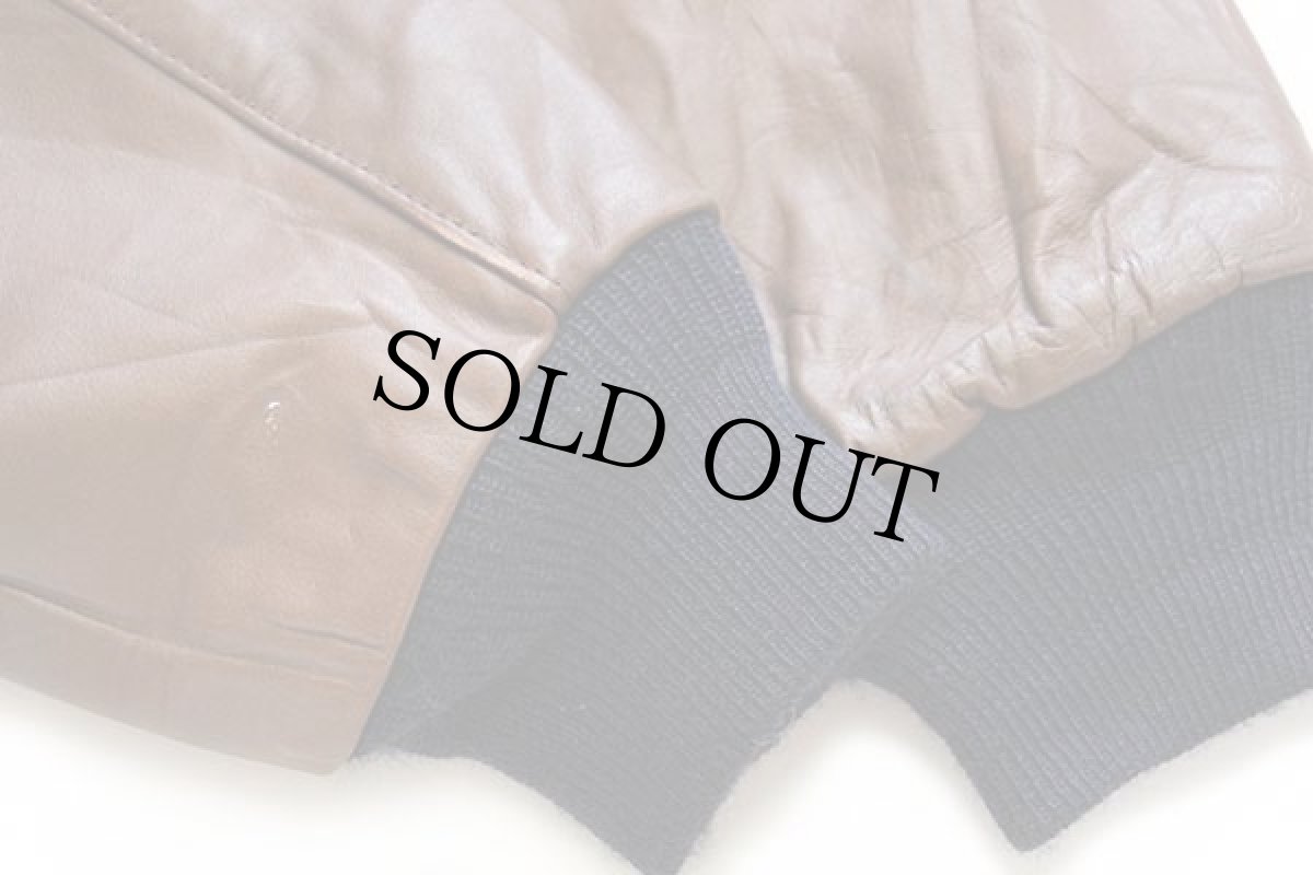 画像6: USA製 Reed Liebovich bros刺繍 マルチカラー 切り替え メルトン ウール 袖革スタジャン 濃紺×緑×焦げ茶 (6)