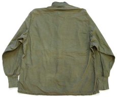 画像2: 70s 米軍 U.S.ARMY スタンドカラー コットンサテン ケミカルプロテクティブ ライナーシャツ オリーブグリーン★24 (2)