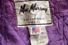 画像4: 90s USA製 Mac Murray 刺繍入り キルティングライナー メルトン ウール 袖革スタジャン 紺×黒 L (4)