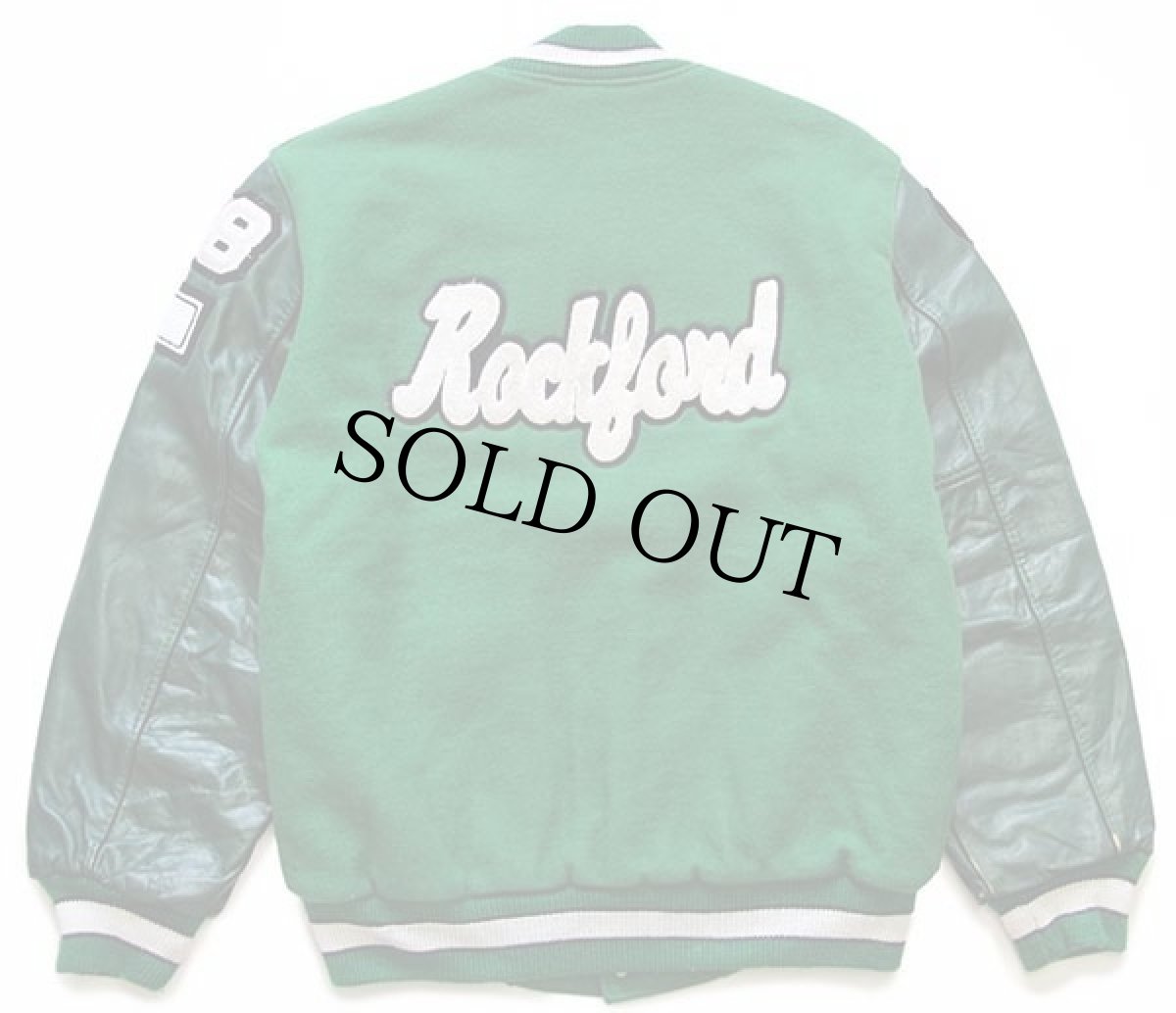 画像2: 00s USA製 JKS apparel パッチ&刺繍&メダル付き キルティングライナー メルトン ウール 袖革スタジャン 緑×緑 S (2)