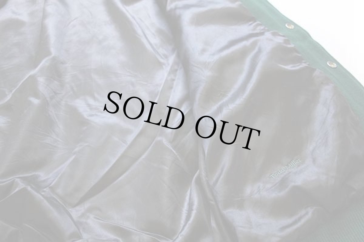 画像5: Dehen WRG DESIGN INC刺繍 メルトン ウール 袖革スタジャン 緑×焦げ茶 (5)