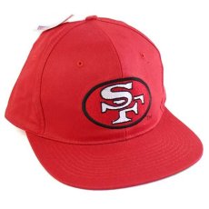 画像1: デッドストック★90s NFL San Francisco 49ers ロゴ刺繍 コットンキャップ 赤 (1)