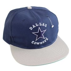 画像1: デッドストック★90s NFL DALLAS COWBOYS ロゴ刺繍 ツートン キャップ 紺×グレー (1)