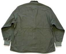 画像2: 70s 米軍 U.S.ARMY スタンドカラー コットンサテン ケミカルプロテクティブ ライナーシャツ オリーブグリーン M★15 (2)