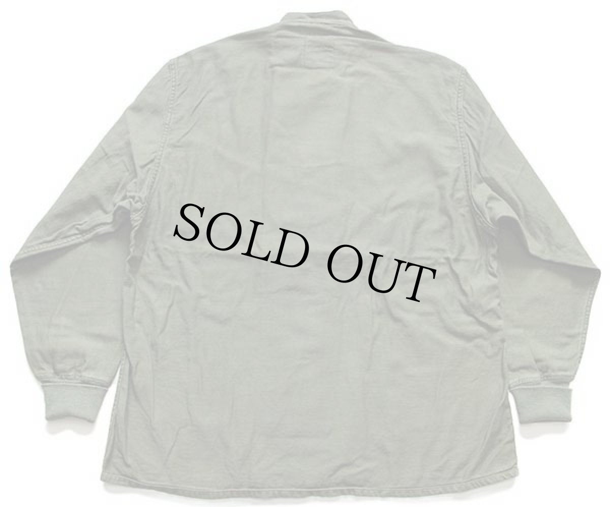 画像2: 70s 米軍 U.S.ARMY スタンドカラー コットンサテン ケミカルプロテクティブ ライナーシャツ オリーブグリーン M★13 (2)